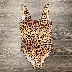 Topshop Leopard Print Zip Front Bodysuit